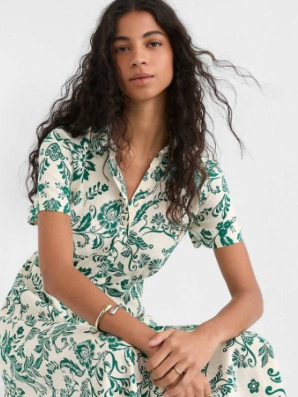 LOFT Petite Floral Seamed Maxi Shirtdress 12P